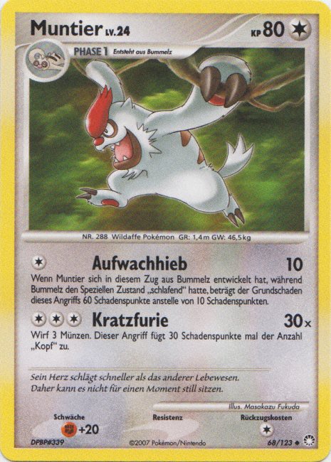 Muntier 68 — Mysterious Treasures (German Pokémon TCG card)