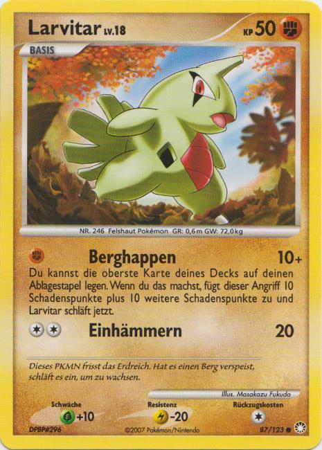 Larvitar 87 — Mysterious Treasures (German Pokémon TCG card)