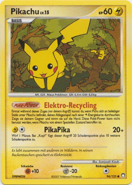 Pikachu 94 — Mysterious Treasures (German Pokémon TCG card)