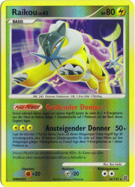 Raikou 16 — Secret Wonders (German Pokémon TCG card)