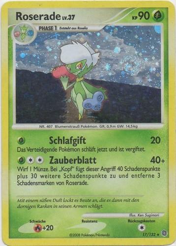 Roserade 17 — Secret Wonders (German Pokémon TCG card)