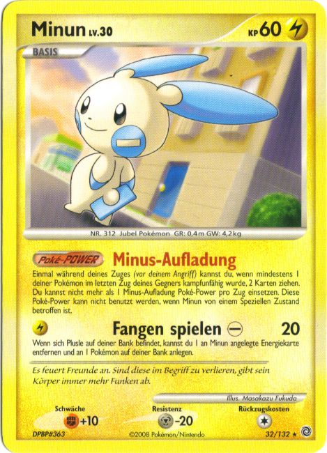 Minun 32 — Secret Wonders (German Pokémon TCG card)