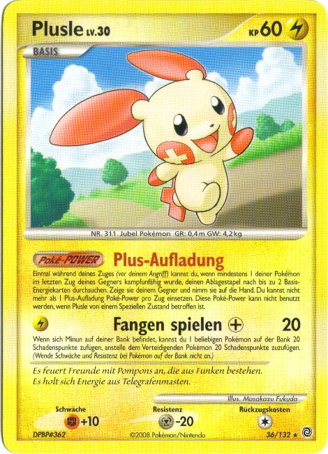 Plusle 36 — Secret Wonders (German Pokémon TCG card)