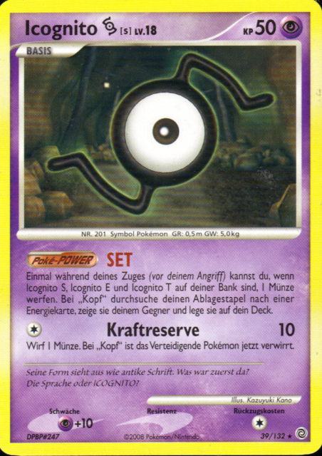 Icognito S 39 — Secret Wonders (German Pokémon TCG card)
