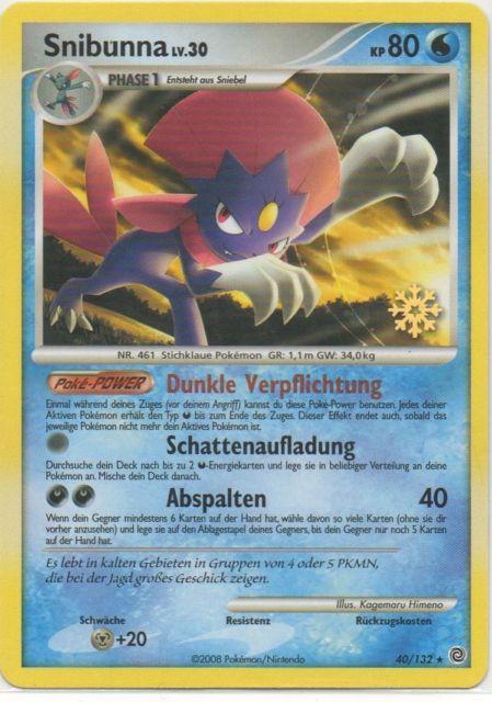 Snibunna 40 — Secret Wonders (German Pokémon TCG card)