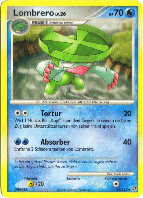Lombrero 54 — Secret Wonders (German Pokémon TCG card)