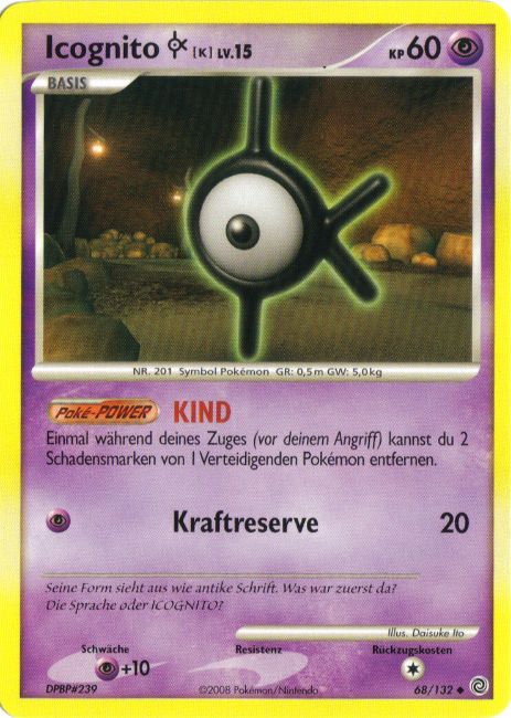 Icognito K 68 — Secret Wonders (German Pokémon TCG card)