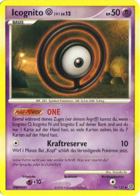 Icognito O 70 — Secret Wonders (German Pokémon TCG card)