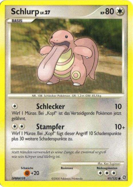 Schlurp 91 — Secret Wonders (German Pokémon TCG card)