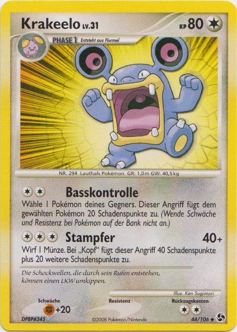 Krakeelo 44 — Great Encounters (German Pokémon TCG card)