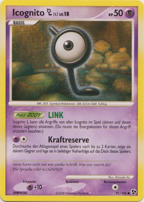 Icognito L 91 — Great Encounters (German Pokémon TCG card)