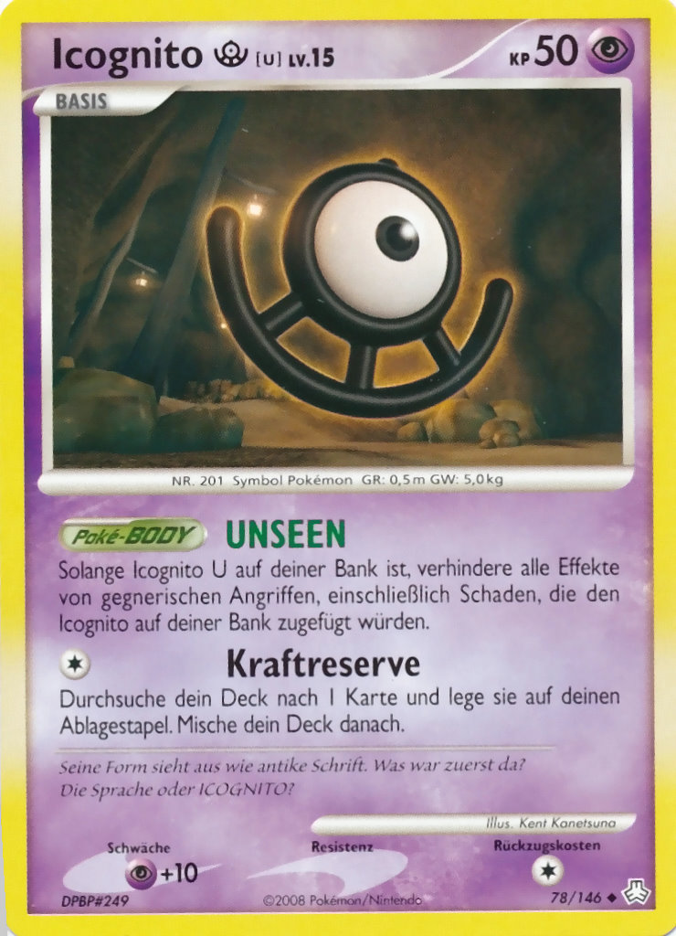 Icognito U 78 — Legends Awakened (German Pokémon TCG card)
