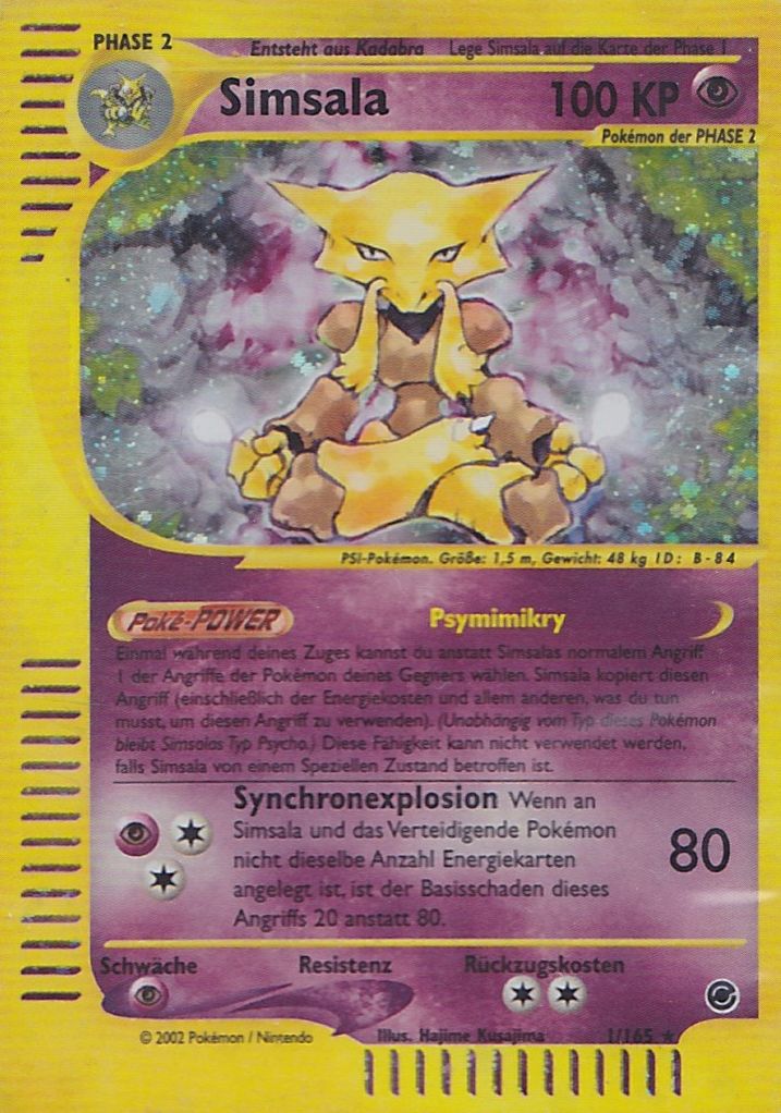 Simsala 1 — Expedition Base Set (German Pokémon TCG card)