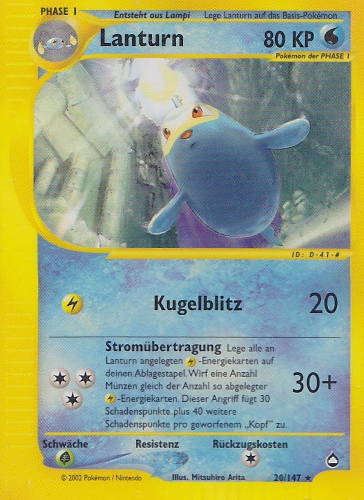 Lanturn 20 — Aquapolis (German Pokémon TCG card)