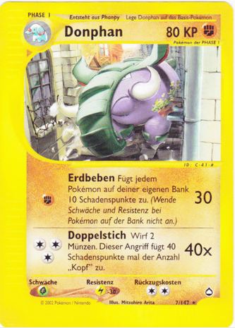 Donphan 7 — Aquapolis (German Pokémon TCG card)