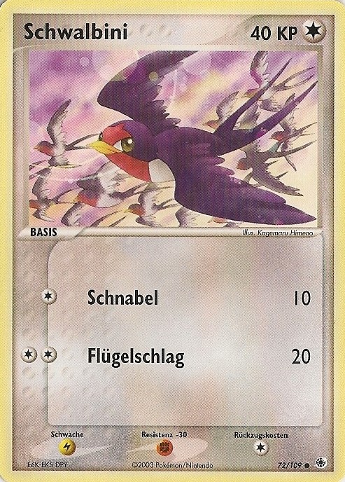 Schwalbini 72 — EX Ruby & Sapphire (German Pokémon TCG card)