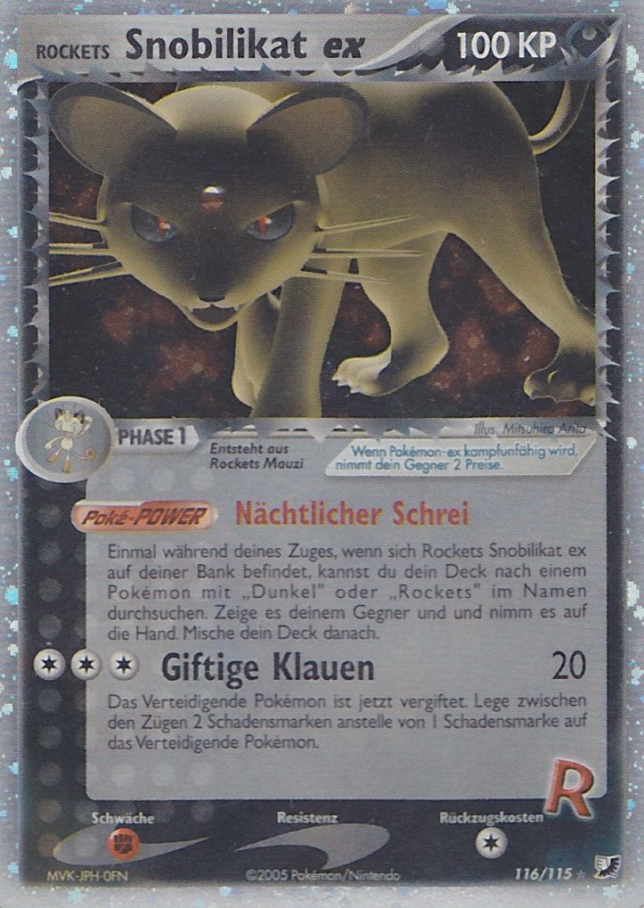 Rockets Snobilikat ex 116 — EX Unseen Forces (German Pokémon TCG card)
