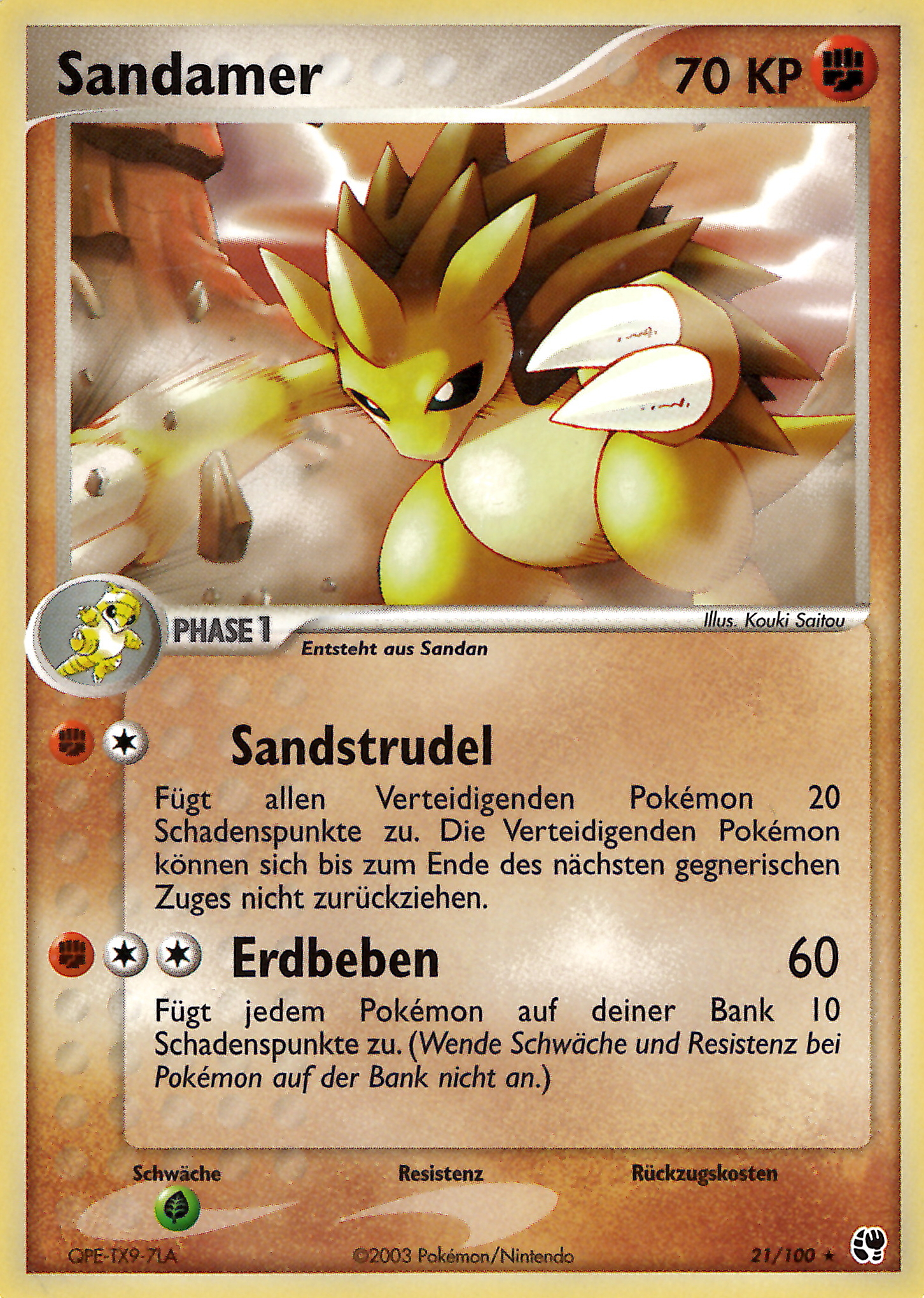 Sandamer 21 — EX Sandstorm (German Pokémon TCG card)