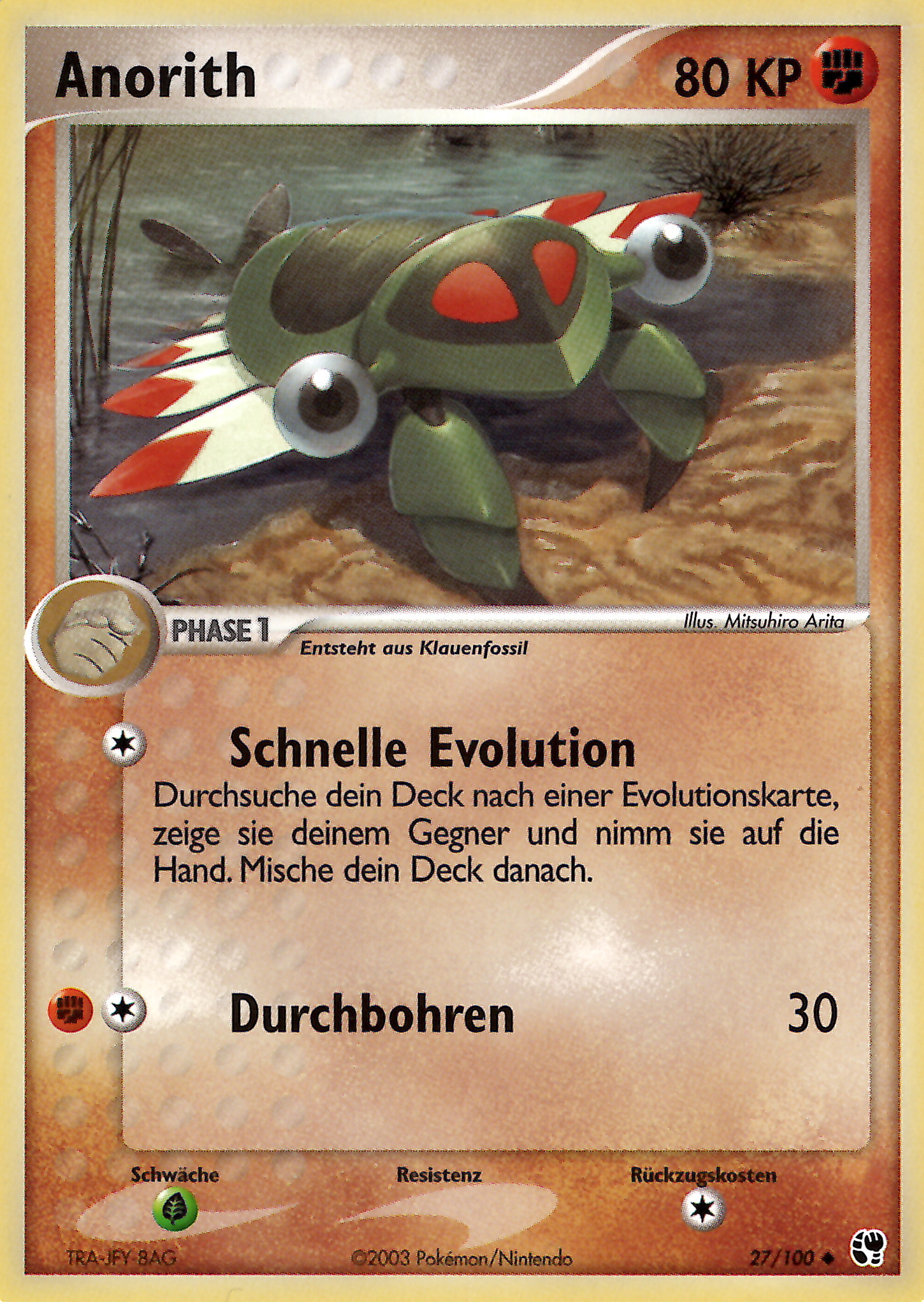 Anorith 27 — EX Sandstorm (German Pokémon TCG card)