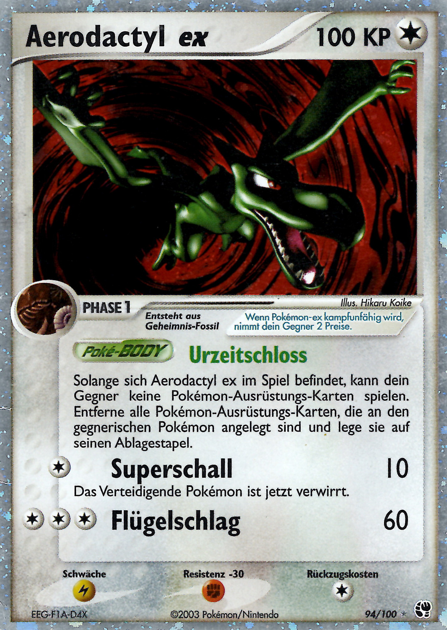 Aerodactyl ex 94 — EX Sandstorm (German Pokémon TCG card)