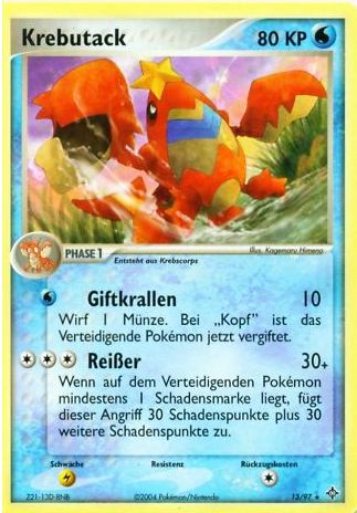 Krebutack 13 — EX Dragon (German Pokémon TCG card)