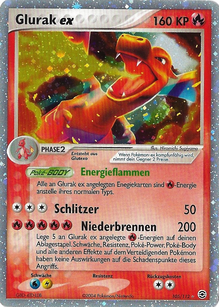 Glurak ex 105 — EX FireRed & LeafGreen (German Pokémon TCG card)