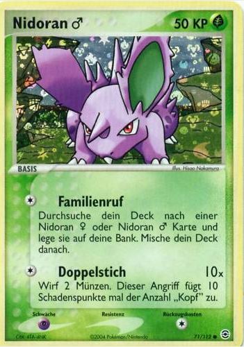 Nidoran M 71 — EX FireRed & LeafGreen (German Pokémon TCG card)