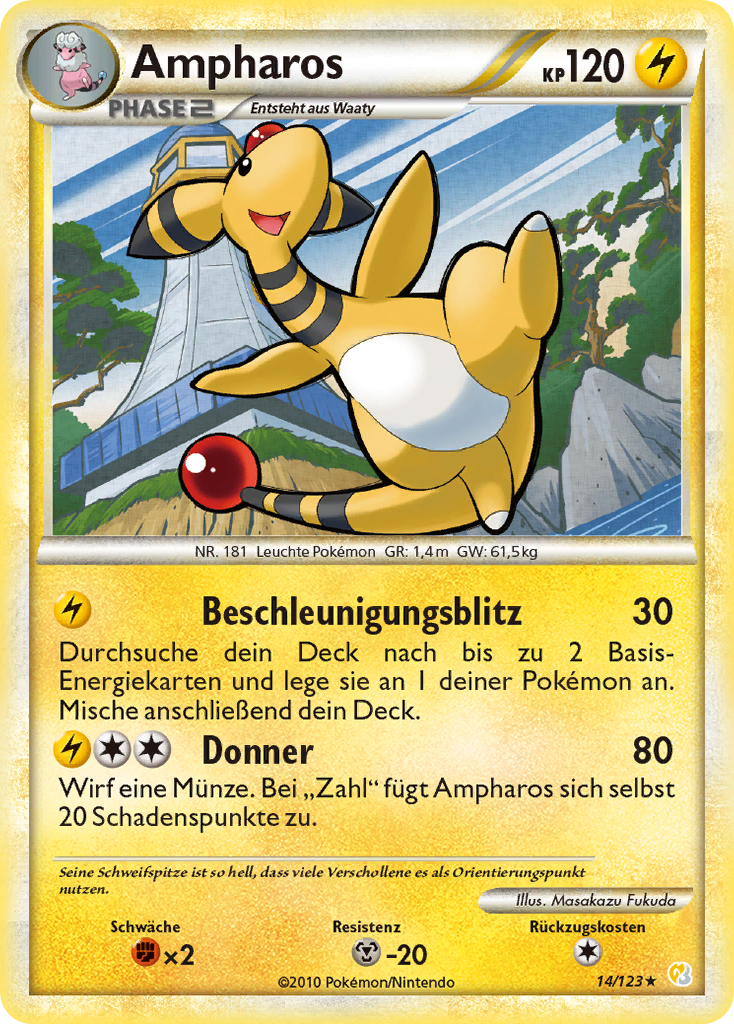 Ampharos 14 — HeartGold SoulSilver (German Pokémon TCG card)