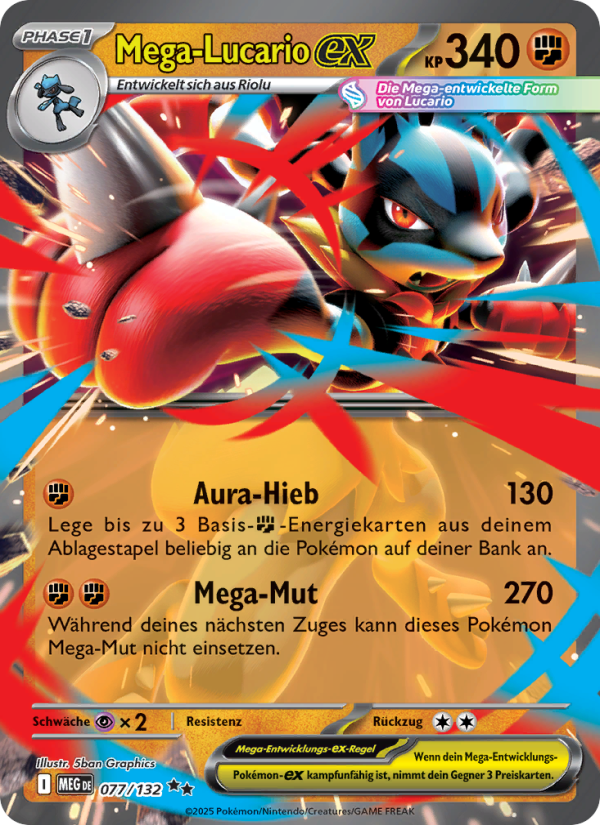 Mega-Lucario-ex 077 — Mega Evolution (German Pokémon TCG card)