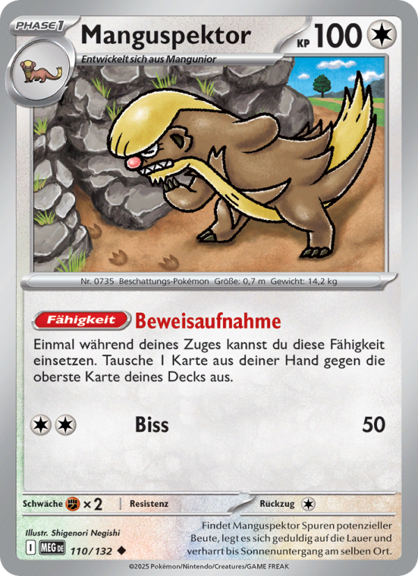 Manguspektor 110 — Mega Evolution (German Pokémon TCG card)