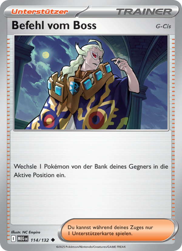 Befehl vom Boss 114 — Mega Evolution (German Pokémon TCG card)