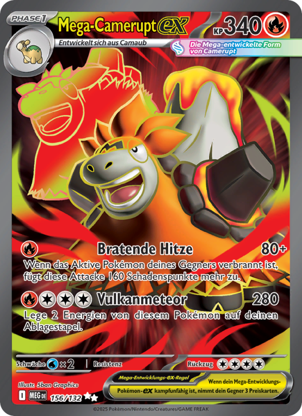 Mega-Camerupt-ex 156 — Mega Evolution (German Pokémon TCG card)