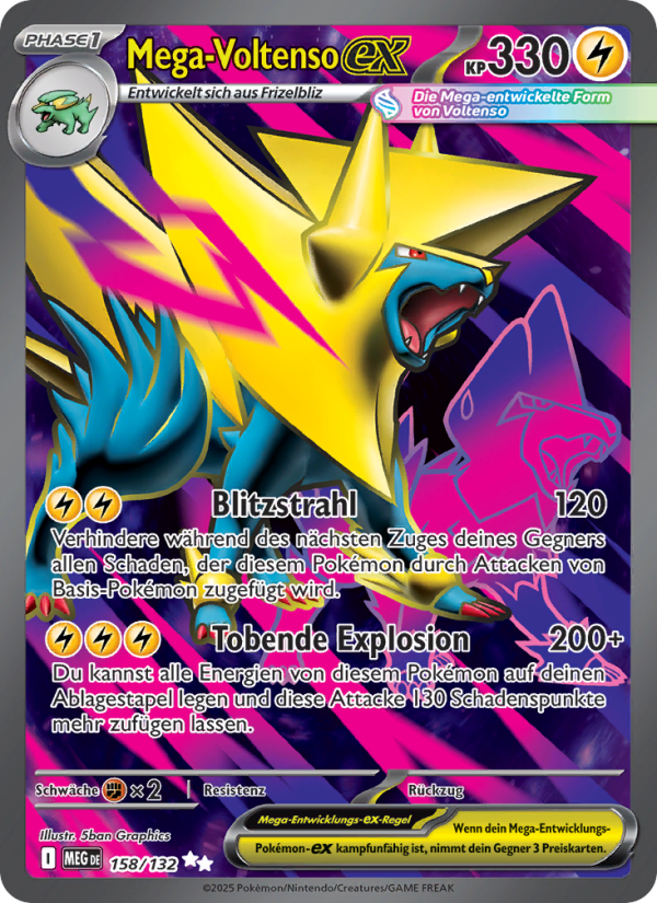 Mega Voltenso-ex 158 — Mega Evolution (German Pokémon TCG card)