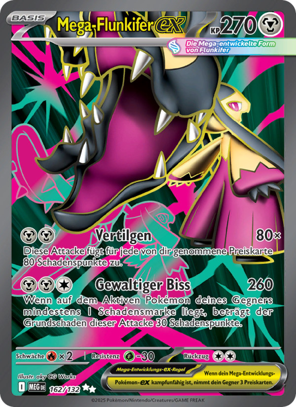 Mega-Flunkifer-ex 162 — Mega Evolution (German Pokémon TCG card)