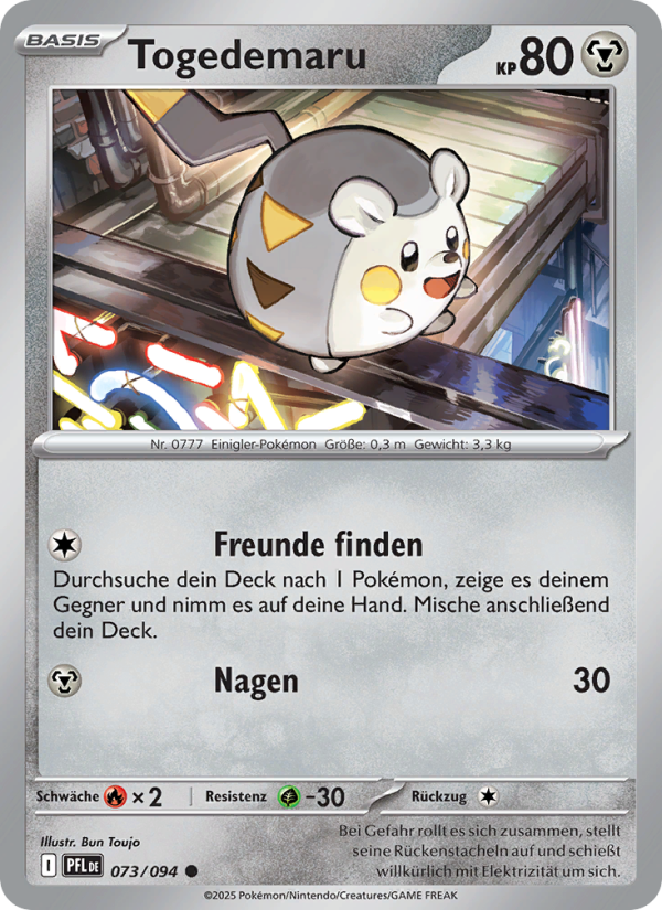 Togedemaru 073 — Phantasmal Flames (German Pokémon TCG card)