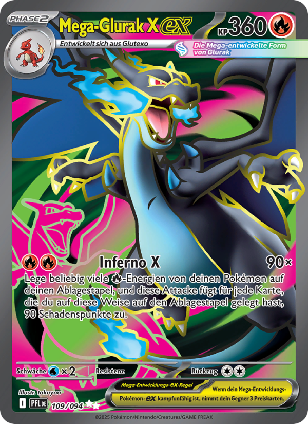 Mega-Glurak X-ex 109 — Phantasmal Flames (German Pokémon TCG card)