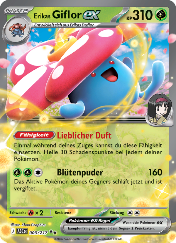 Erikas Giflor-ex 003 — Erhabene Helden (German Pokémon TCG card)