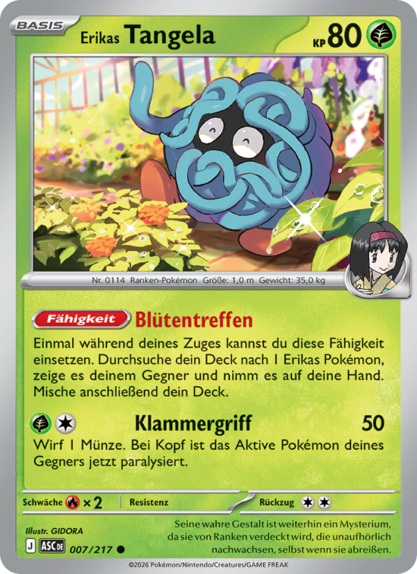 Erikas Tangela 007 — Erhabene Helden (German Pokémon TCG card)