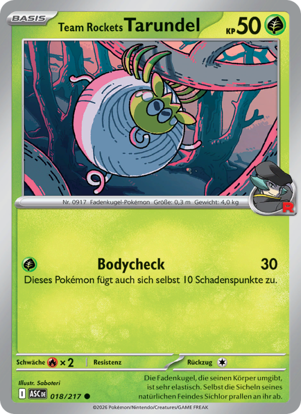 Team Rockets Tarundel 018 — Erhabene Helden (German Pokémon TCG card)