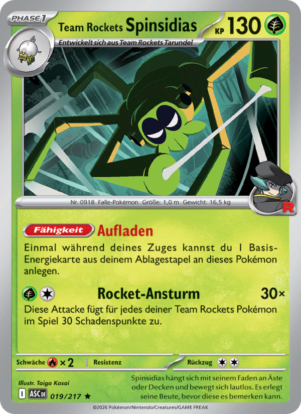 Team Rockets Spinsidias 019 — Erhabene Helden (German Pokémon TCG card)