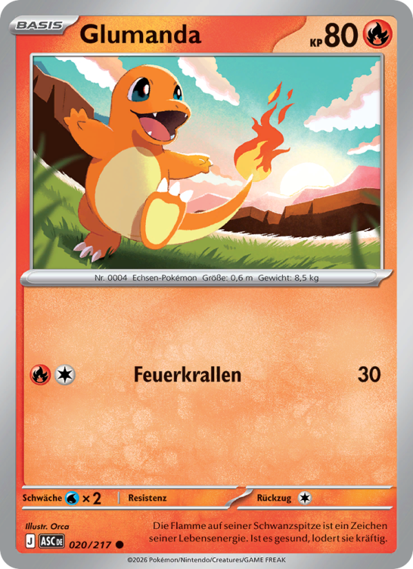 Glumanda 020 — Erhabene Helden (German Pokémon TCG card)