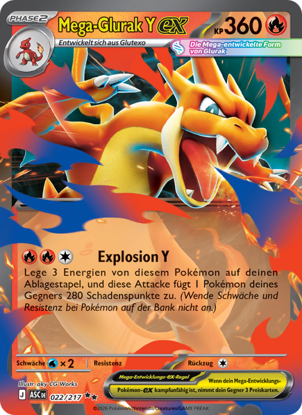 Mega-Glurak Y-ex 022 — Erhabene Helden (German Pokémon TCG card)