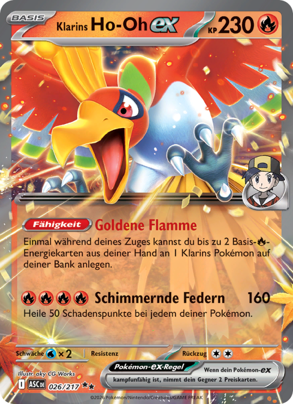 Klarins Ho-Oh-ex 026 — Erhabene Helden (German Pokémon TCG card)