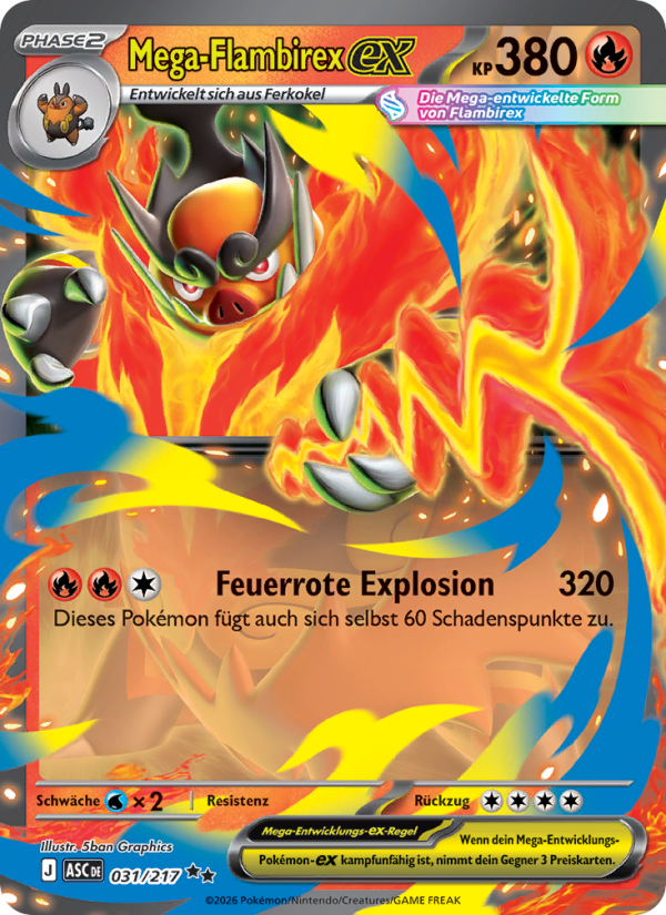 Mega-Flambirex-ex 031 — Erhabene Helden (German Pokémon TCG card)