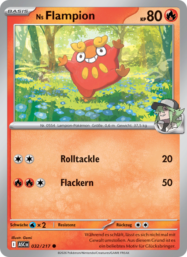 Ns Flampion 032 — Erhabene Helden (German Pokémon TCG card)