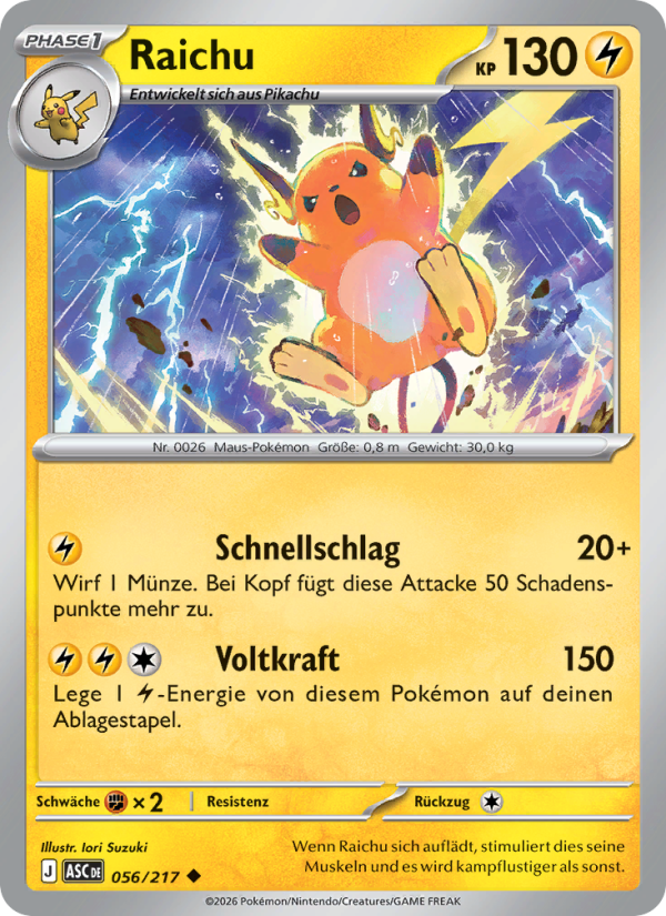 Raichu 056 — Erhabene Helden (German Pokémon TCG card)