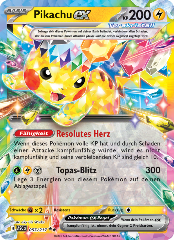 Pikachu-ex 057 — Erhabene Helden (German Pokémon TCG card)