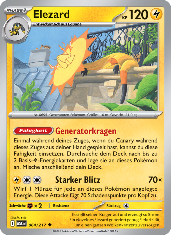 Elezard 064 — Erhabene Helden (German Pokémon TCG card)