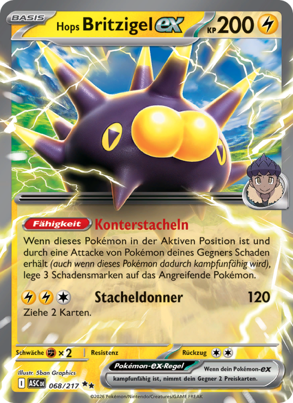 Hops Britzigel-ex 068 — Erhabene Helden (German Pokémon TCG card)
