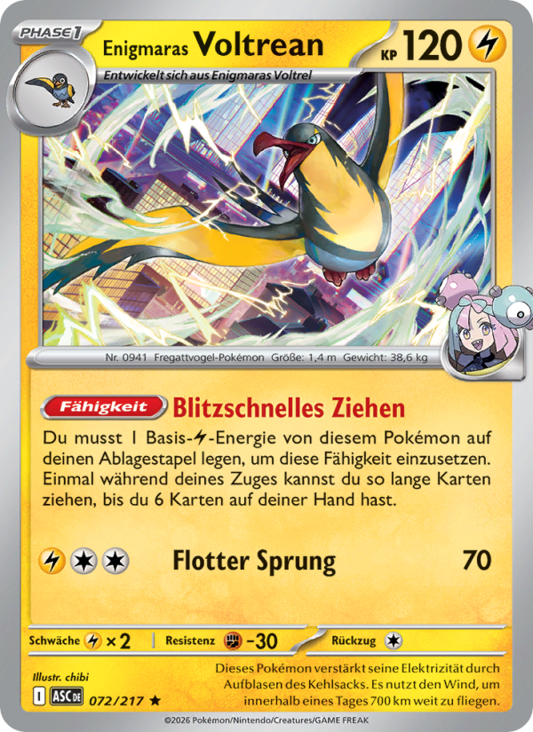 Enigmaras Voltrean 072 — Erhabene Helden (German Pokémon TCG card)